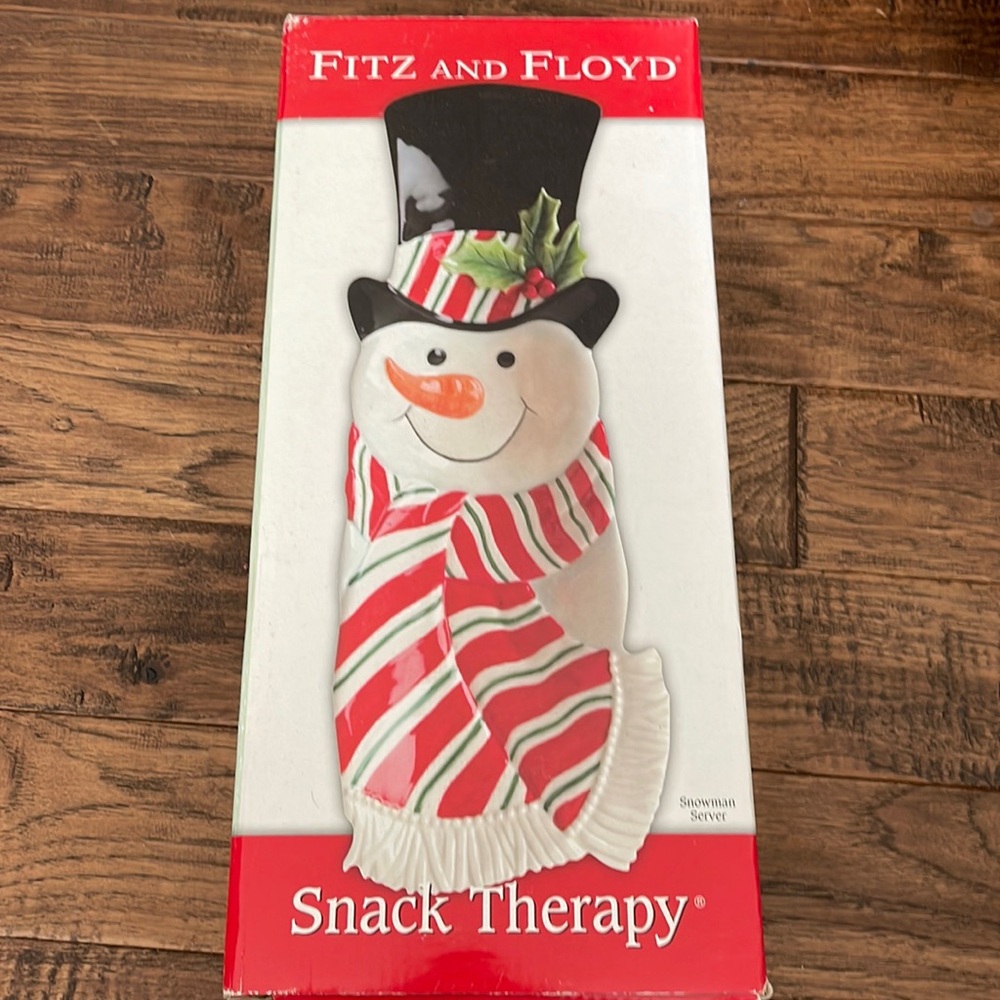 Fitz and Floyd Snack Therapy Snowman Server